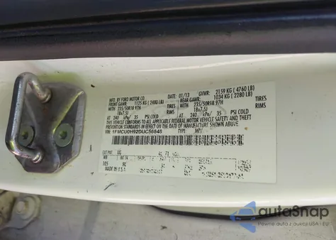 2013 Ford Escape Sel from USA, damaged, VIN 1FMCU0H92DUC56848